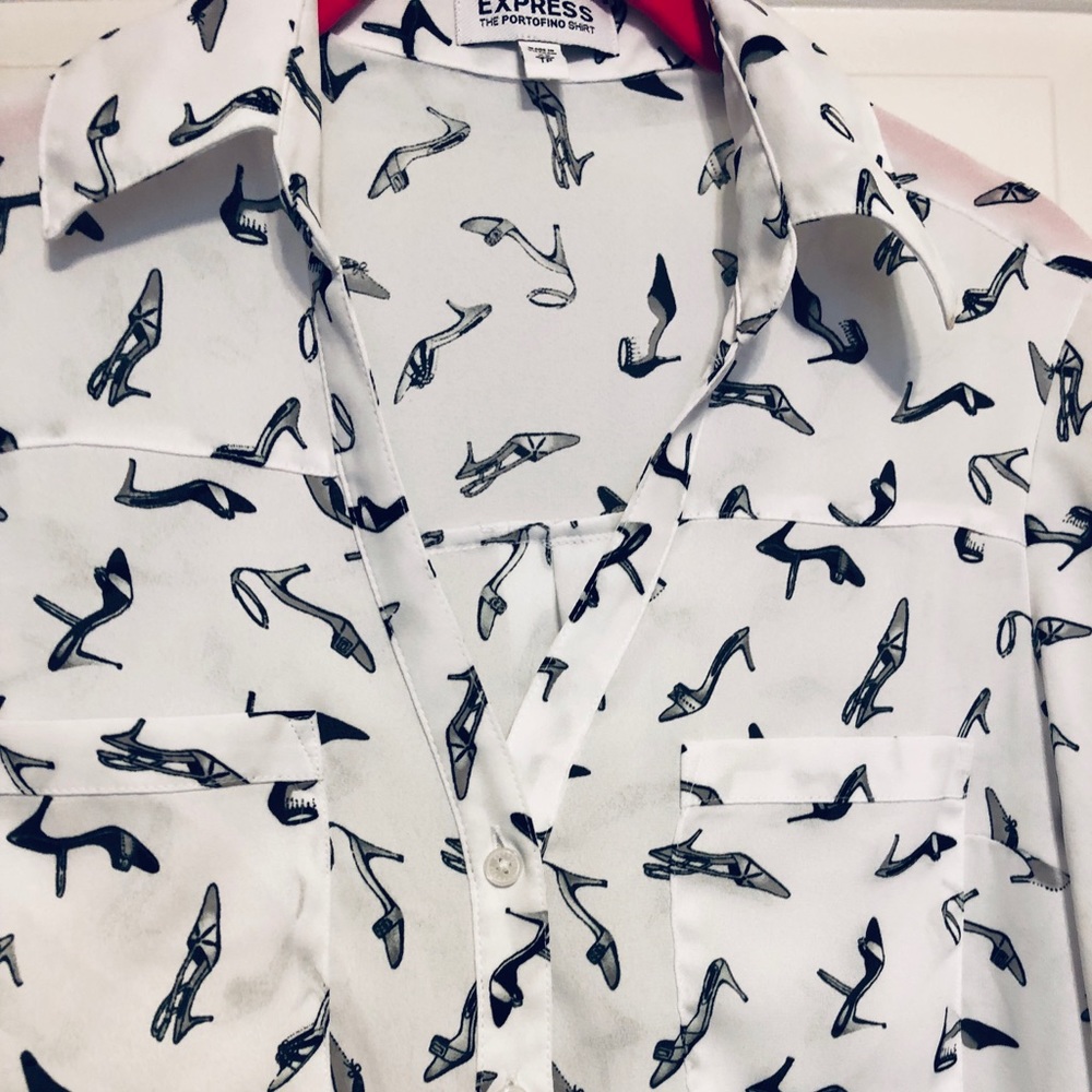 Express XS black white high heel portofino top